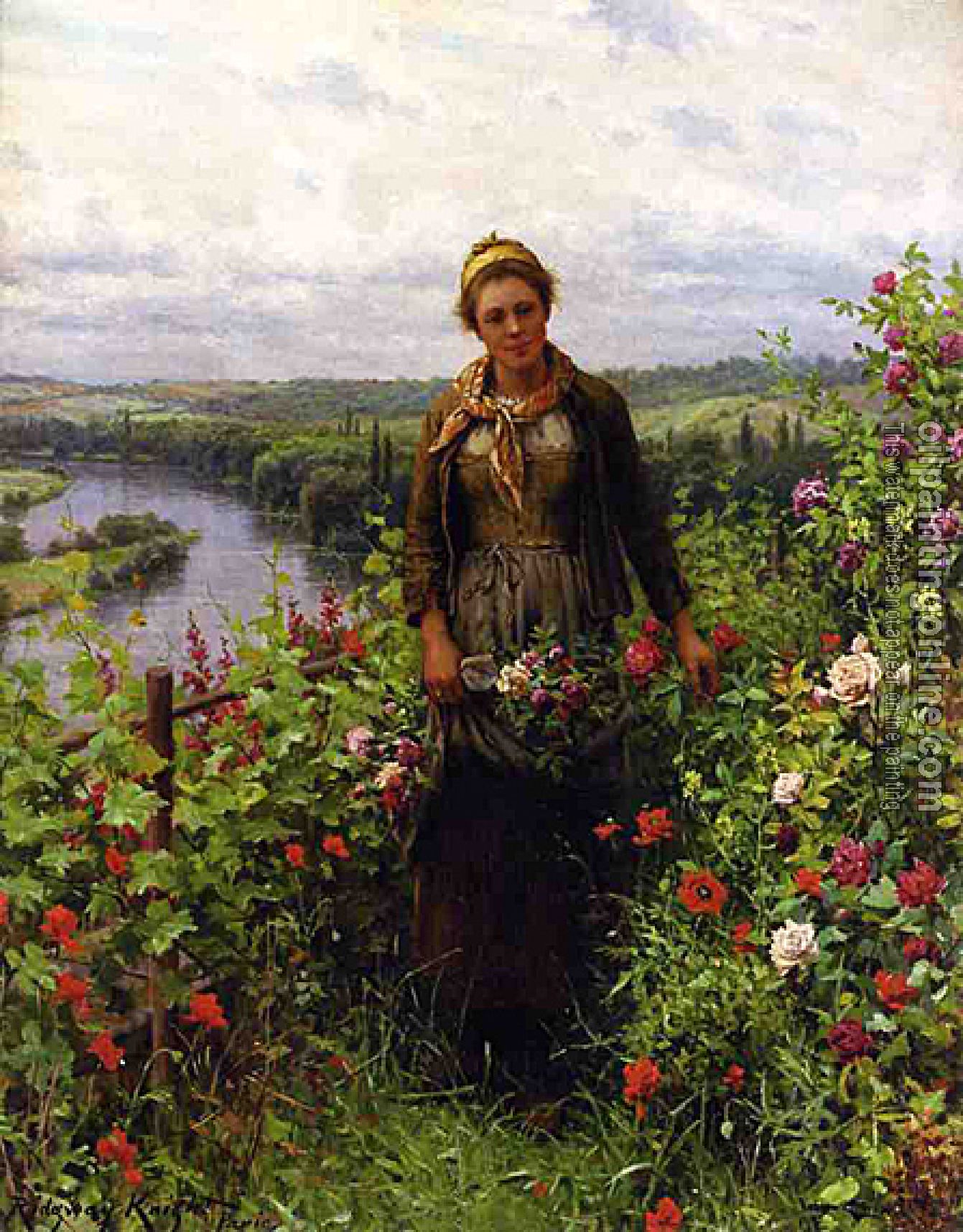 Daniel Ridgway Knight - A Maid in Her Garden